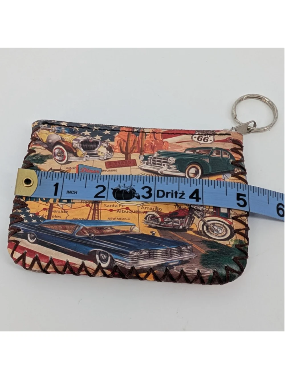Monarque by Fig Design Group Route 66 Keychain Wallet Classic Car Americana